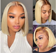 13x4 Ombre Blonde Short Bob Pixie Cut Wigs For Women Human Hair 180 Density Blonde Lace Front Wig Peruvian Hair Transparent Lace